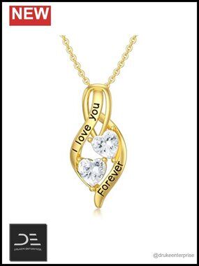 14k Solid Gold Infinity Heart Necklace for Women Fine Jewelry Gift 16-18 inch